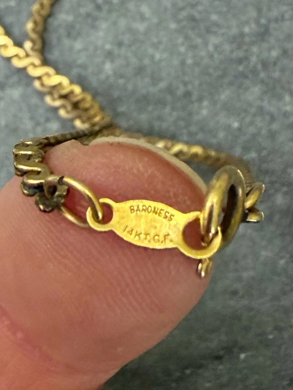 Vintage 14 Karat Gold Filled Floral Guilloche Enamel Locket Necklace
